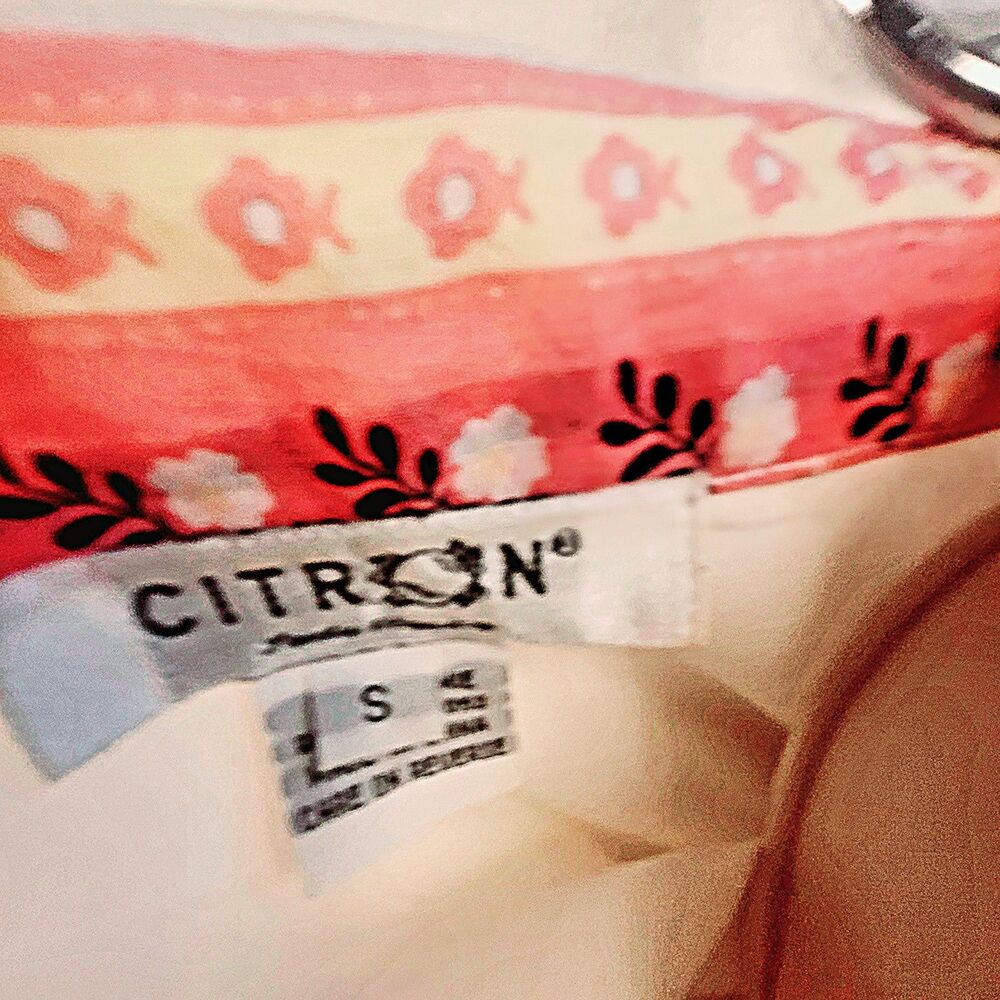 CITRON Butterfly Embroidered Tunic - SMALL - Unique Floral Buttertfly- Ramie Lin - Picture 10 of 16